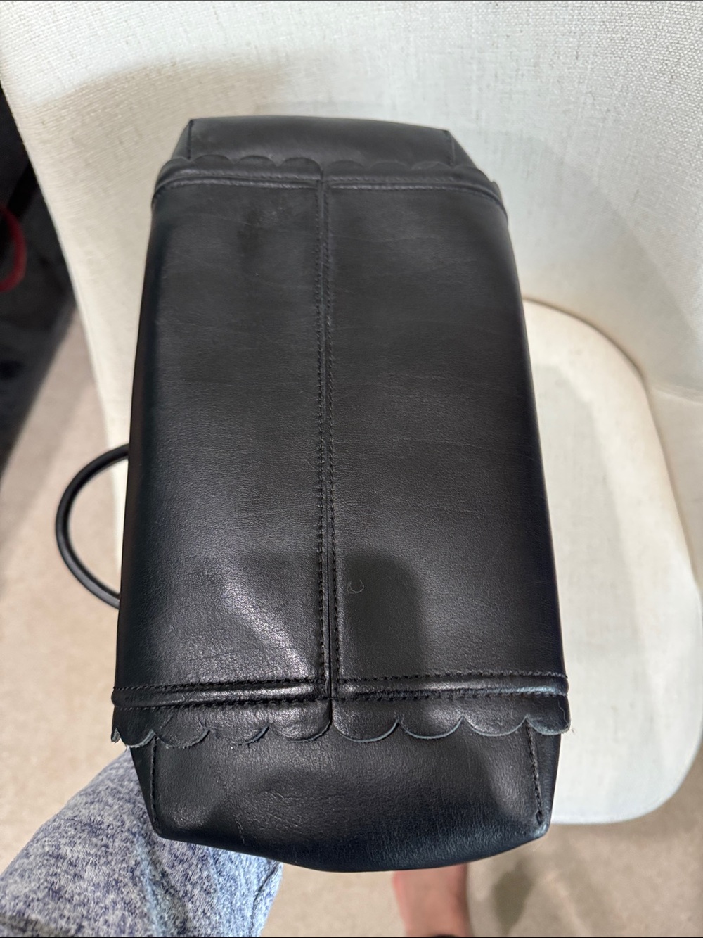 kate spade Black Scalloped Leather Satchel with Gold Hardware - Picture 5 of 10